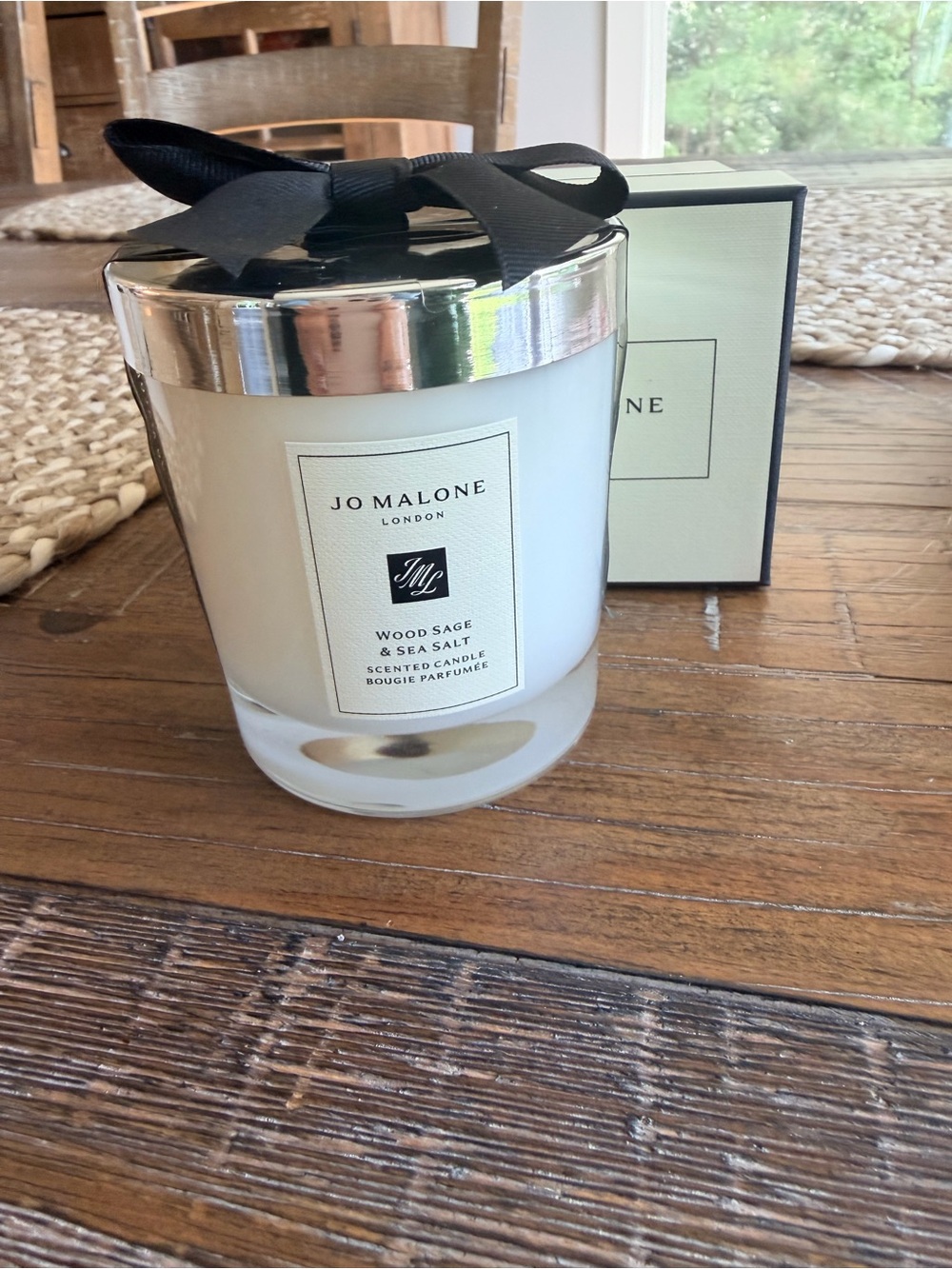 Jo Malone Wood Sage & Sea Salt Scented Candle - White with Silver Lid NIB